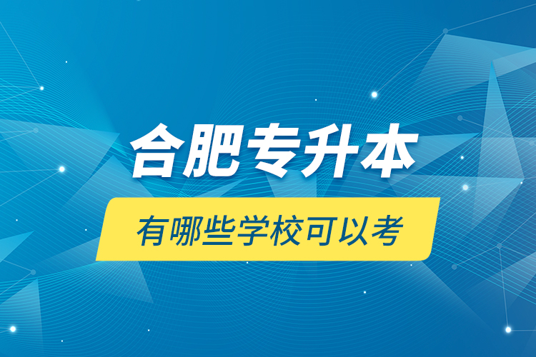 合肥專升本有哪些學(xué)?？梢钥?？