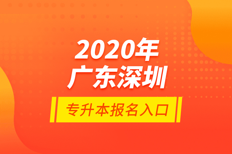 2020年廣東深圳專升本報名入口