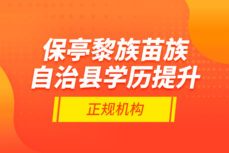 保亭黎族苗族自治縣學(xué)歷提升的正規(guī)機(jī)構(gòu)